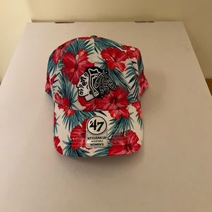 NWT Floral Chicago Blackhawks Hockey Hat Pink Baseball Cap Adjustable Flower